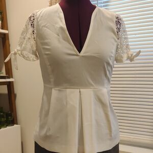 Zara Cream Lace Sleeve Women's Blouse